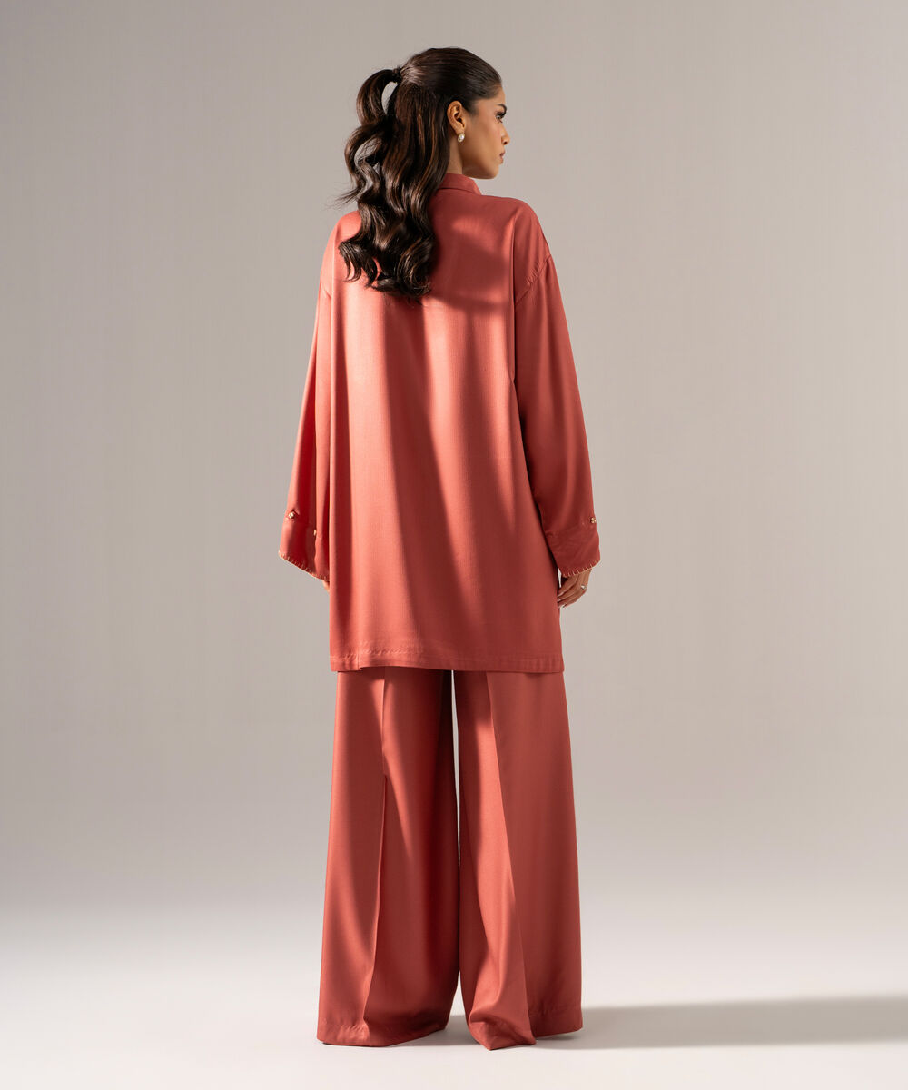 Women's RTW Bedford Solid Peach 2 Piece Suit