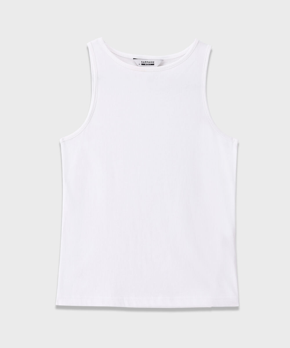Women's Western Wear White Sleeveless T-Shirt