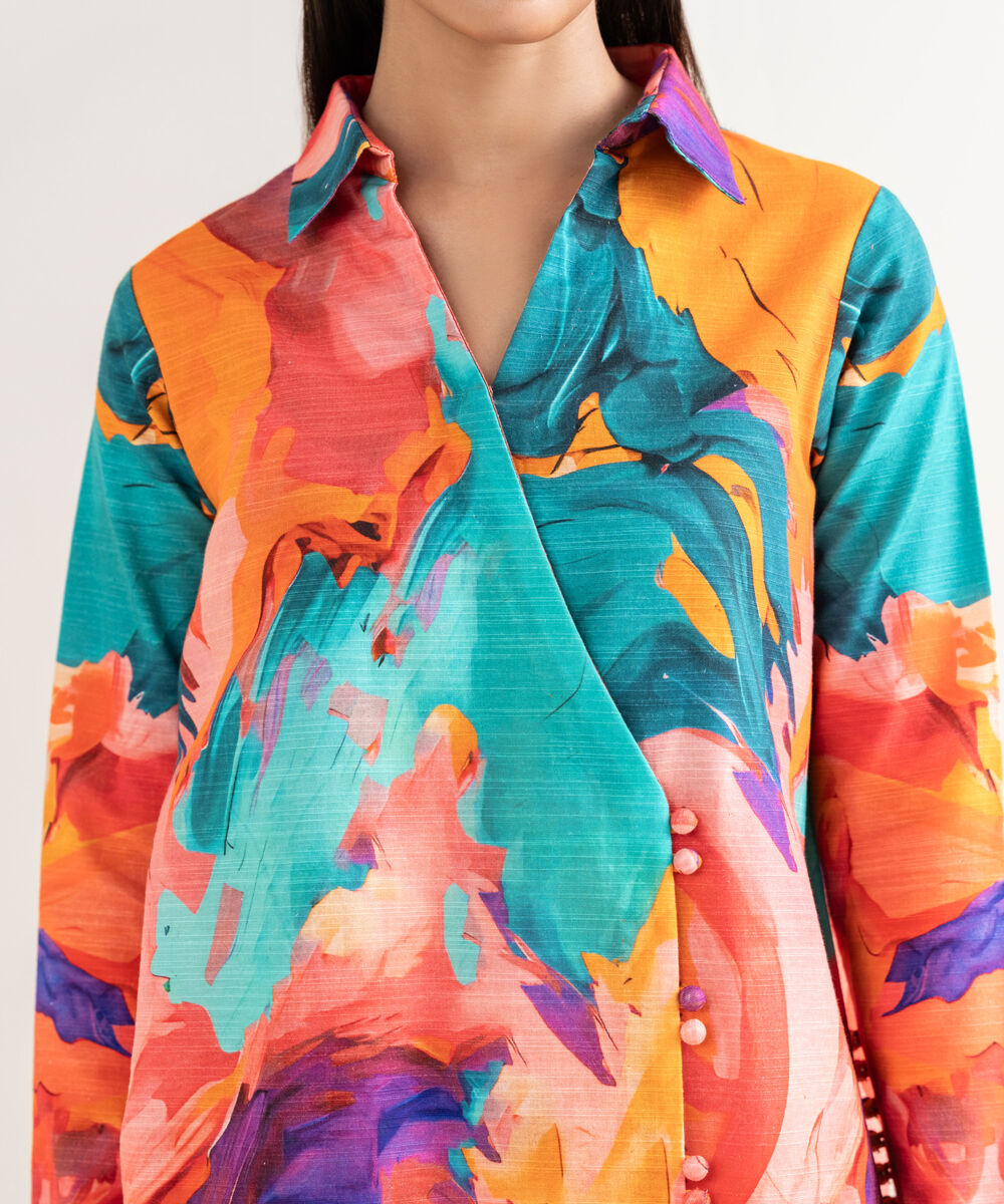 Women's Unstitched Khaddar Printed Multi Shirt