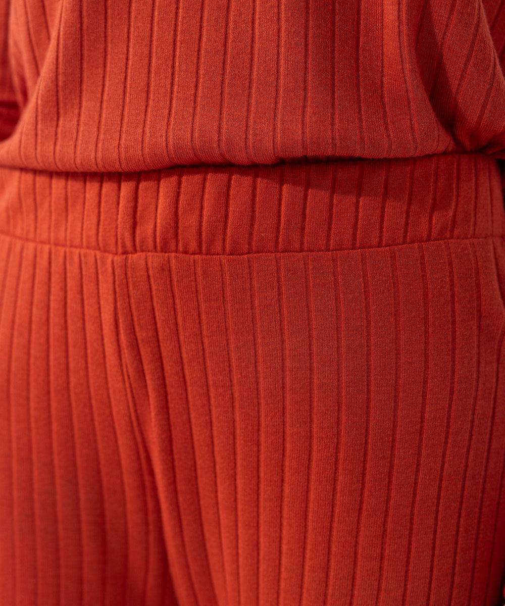 Woman - Orange Ribbed Flared Trousers