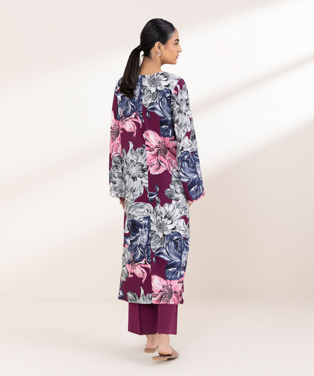 Women's Pret Arabic Lawn Plum Printed Straight Shirt