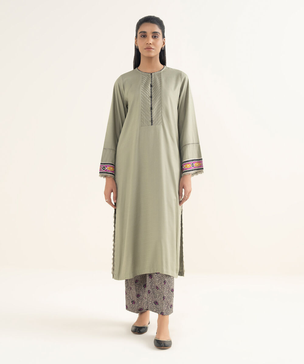 Women's RTW Textured Viscose Solid Grey Straight Shirt