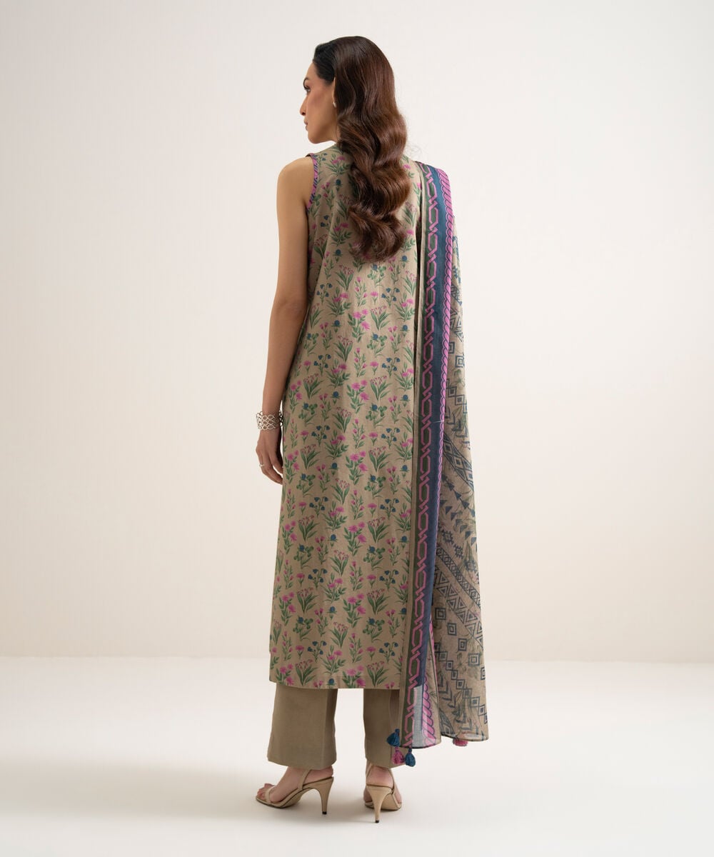 3 Piece - Printed Cotton Suit — Sapphire view 3