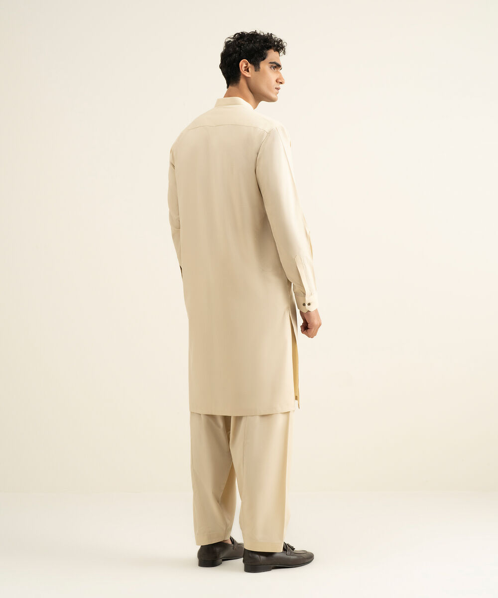 Men's beige Wash & Wear Kameez Shalwar