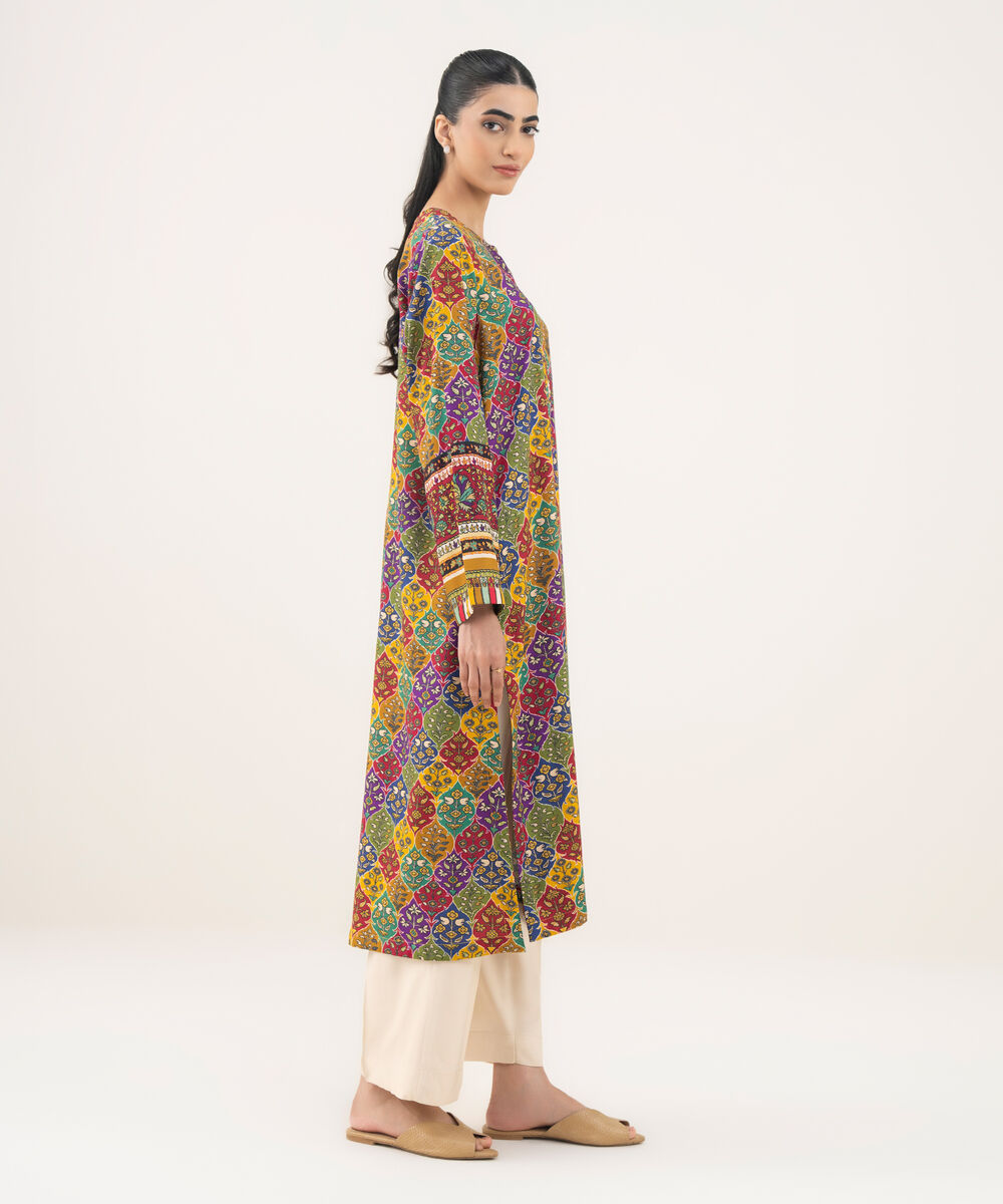 Women's RTW Viscose Linen Multi Printed A-Line Shirt