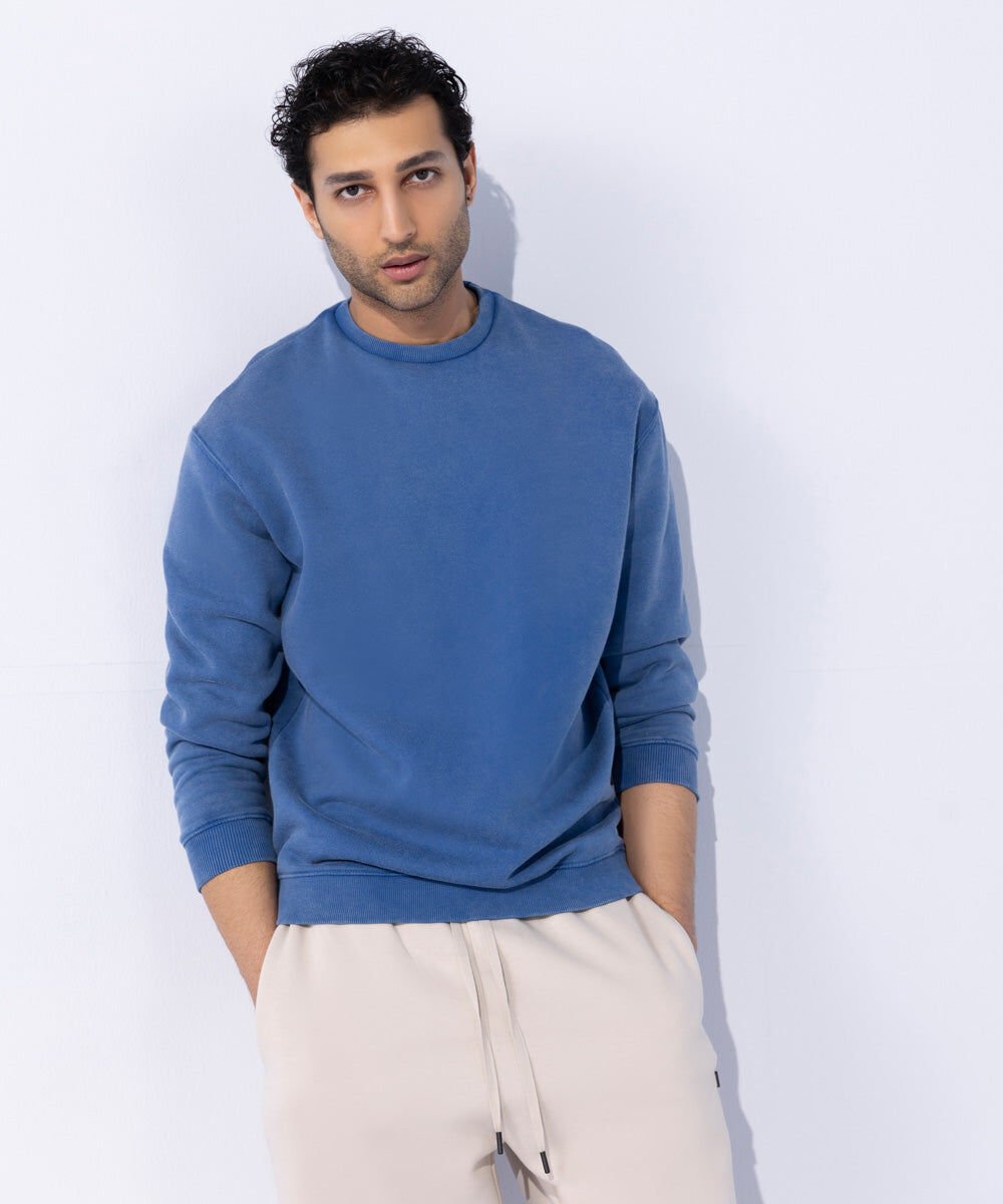 Woman - Blue Unisex Acid Washed Sweatshirt