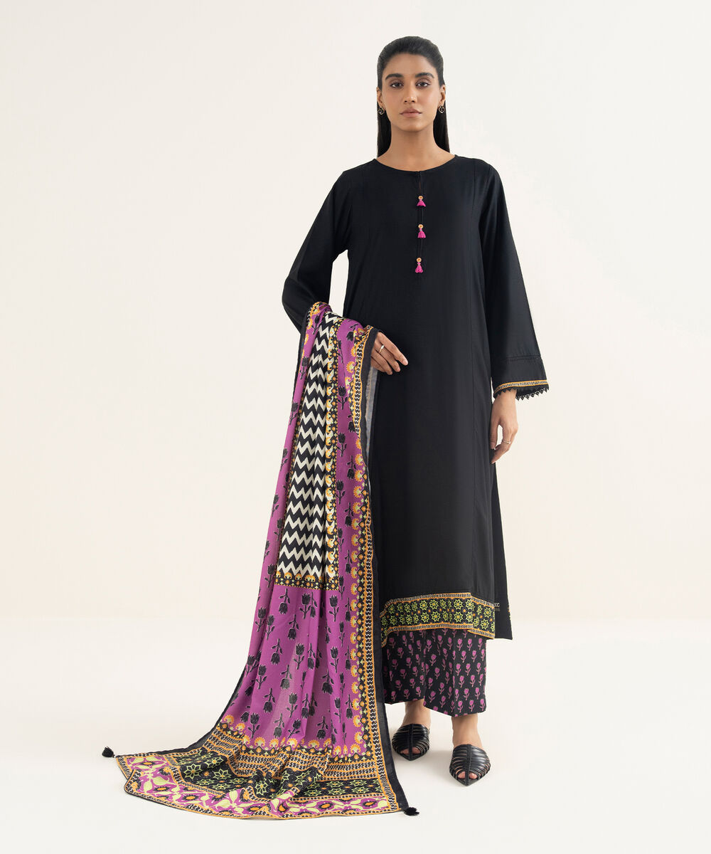 Women's RTW Textured Viscose Solid Black A-Line Shirt