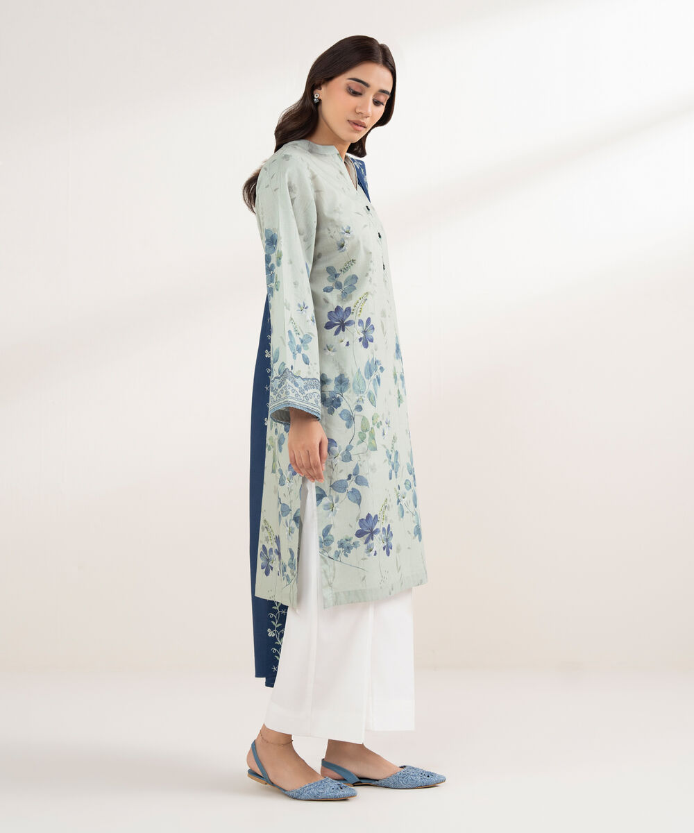 Women's RTW Cross Hatch Embroidered Blue 3 Piece Suit