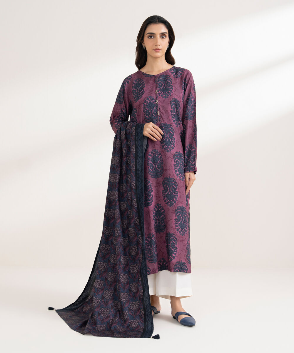 Printed Linen Blue Dupatta