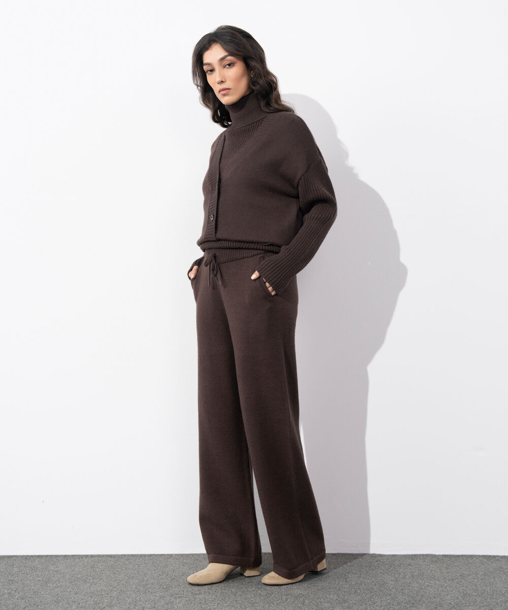 Women's Western Wear Dark Brown Pull On Long Knit Trouser