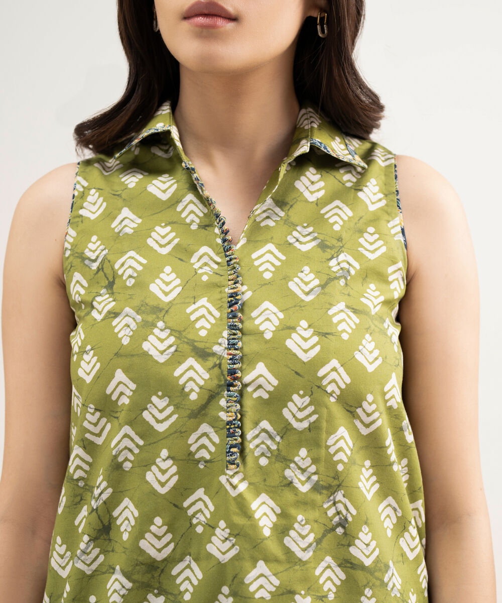 Women's Unstitched Lawn Printed Green 2 Piece Suit