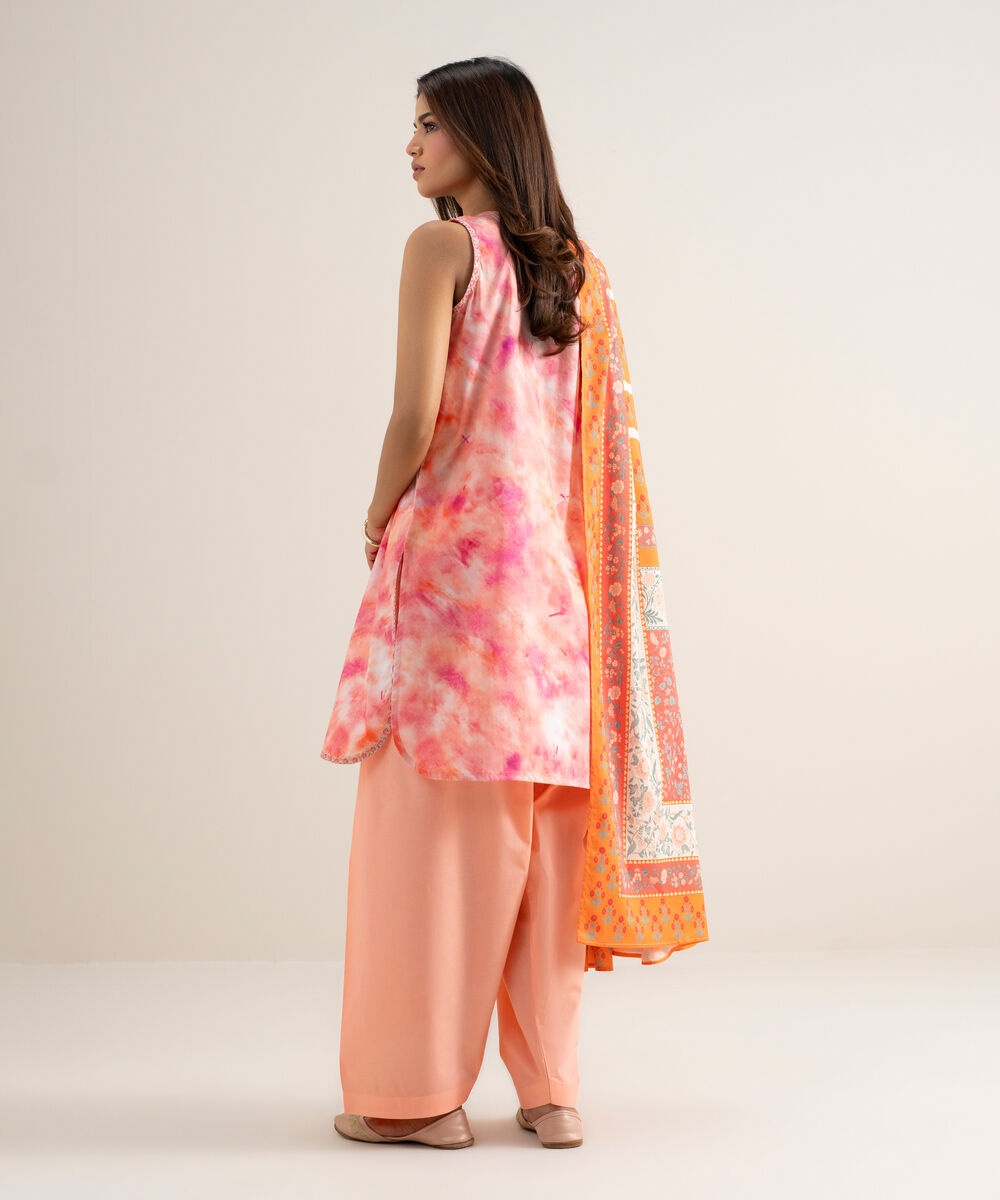 Women's Unstitched Lawn Embroidered Multi 3 Piece Suit