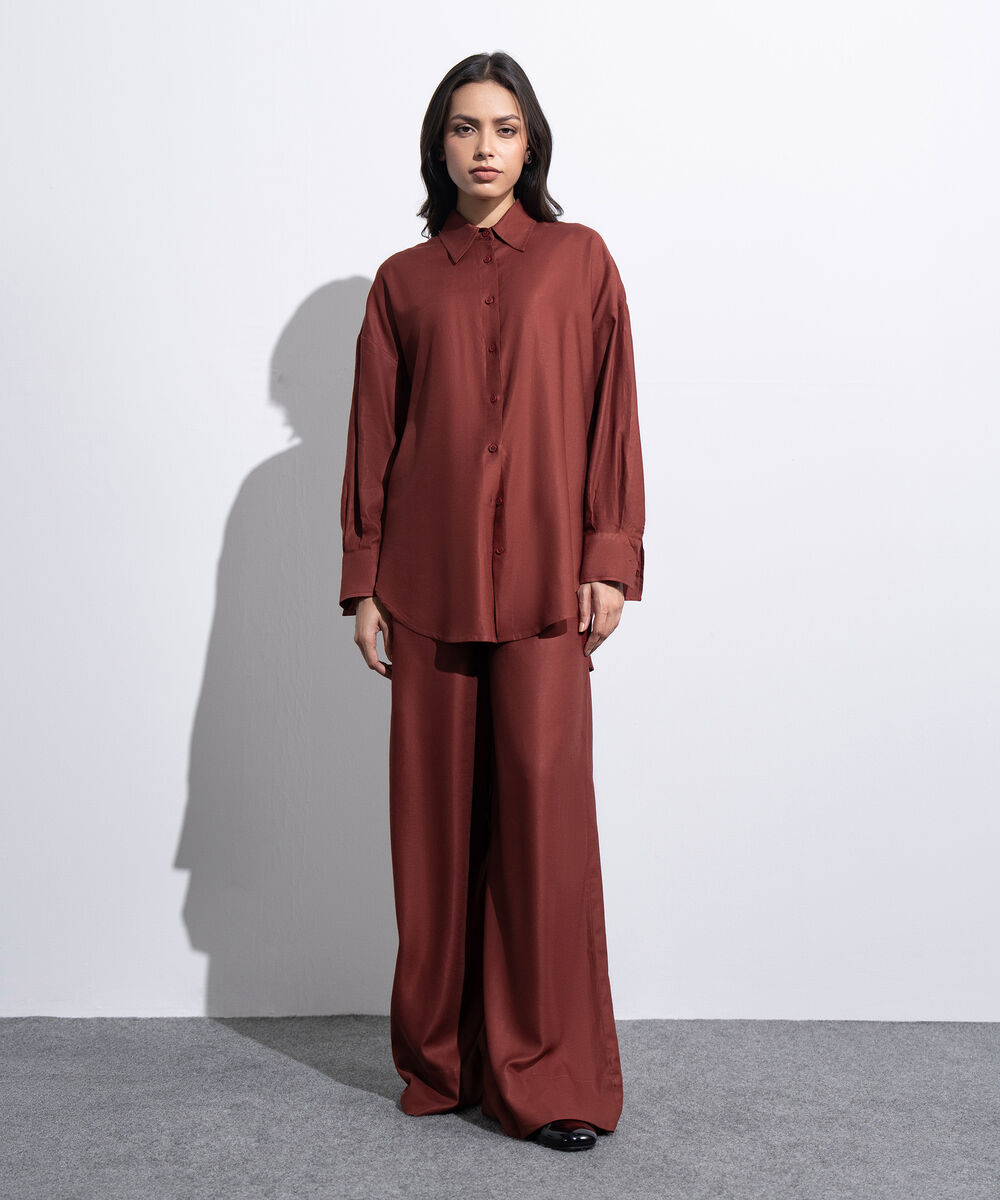 Women's Western Rust Loose-Fit Button Through  Shirt