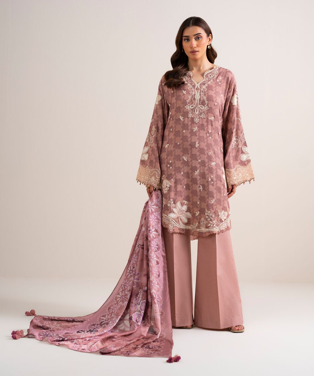 3 Piece - Embroidered Jacquard Suit