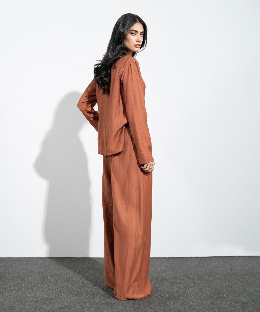 Women's Western Rust Wide-Leg Textured Trousers