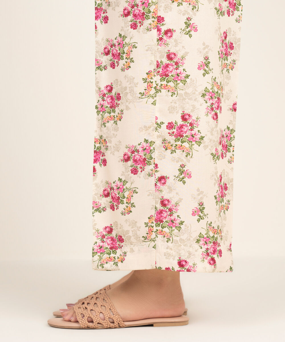 Women's RTW Arabic Cambric Printed Cream White Culottes