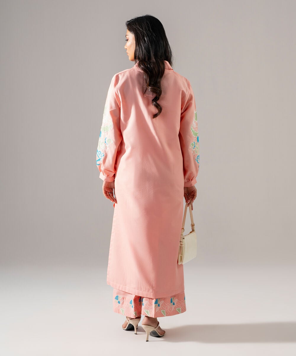 Women's RTW Fancy Cotton Embroidered Pink 2 Piece Suit