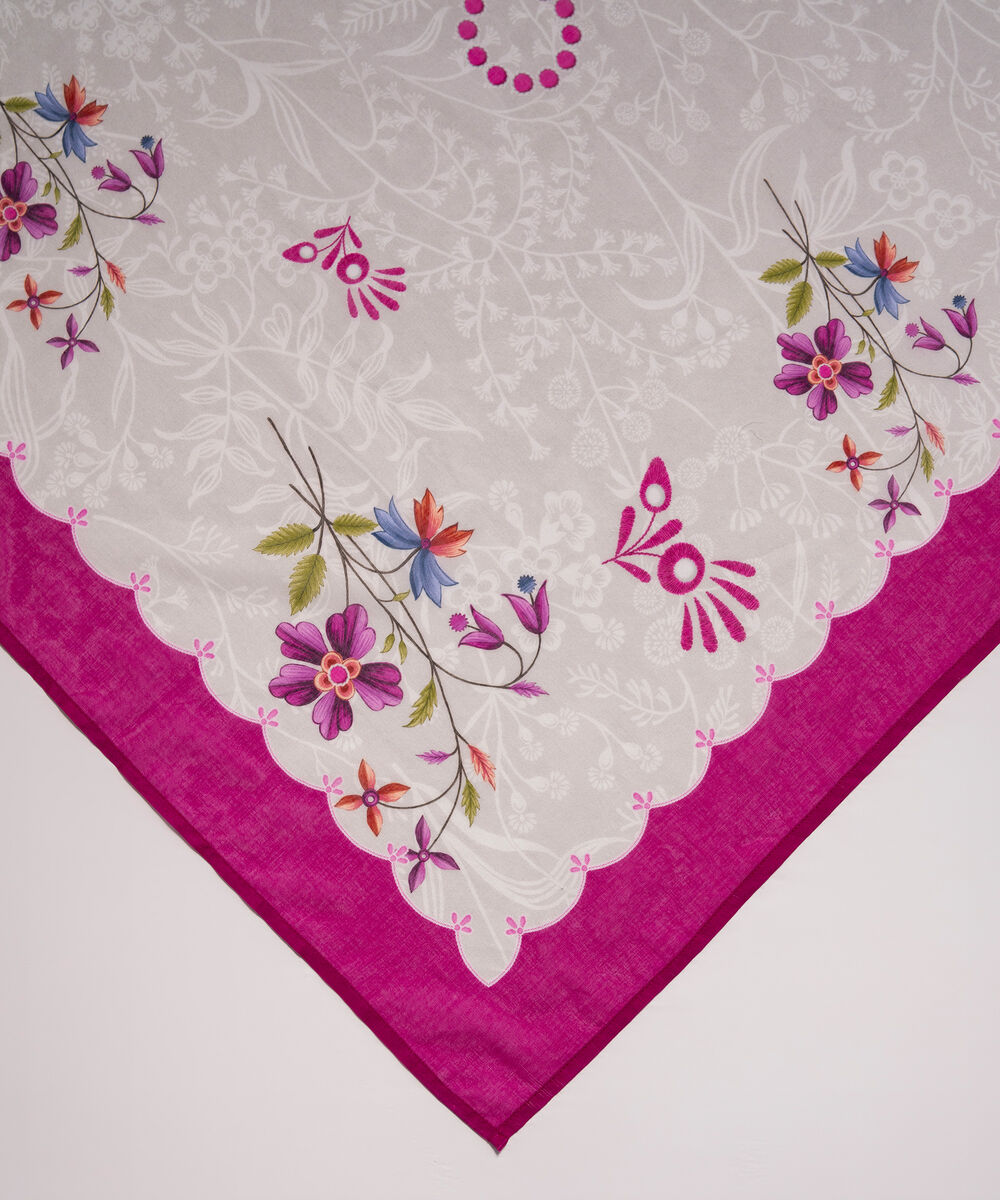 Lawn Printed Grey Dupatta