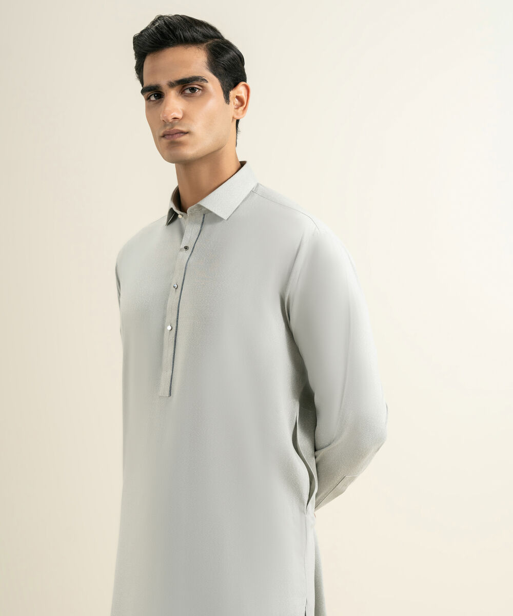 Men's light grey Premium Wash & Wear Kameez Shalwar