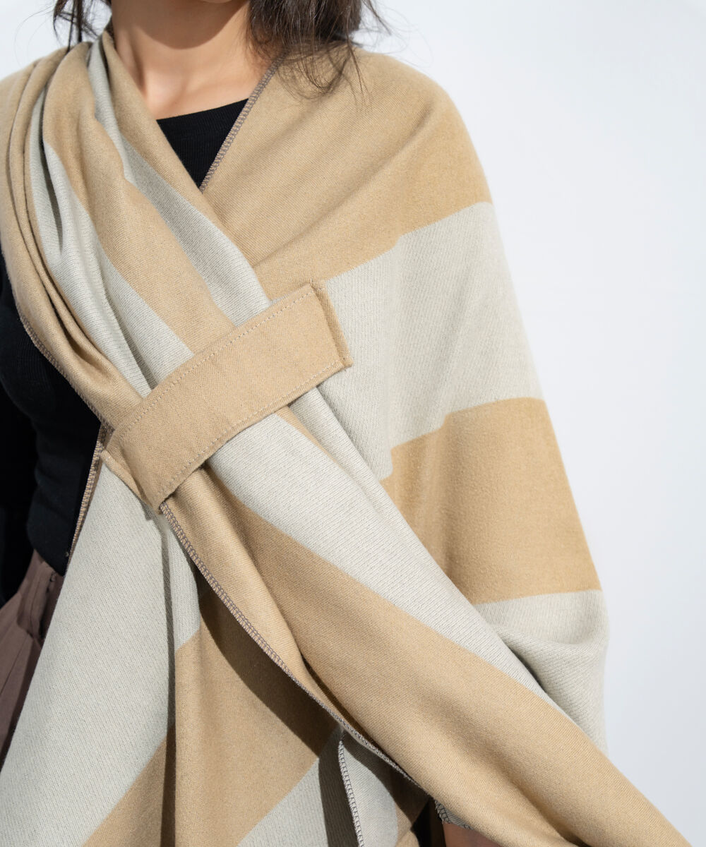 Women's Western Wear Beige & Off White Cape Shawl