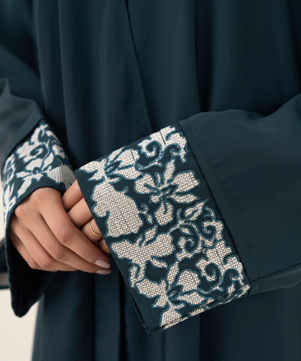 Women's teal button through Abaya set