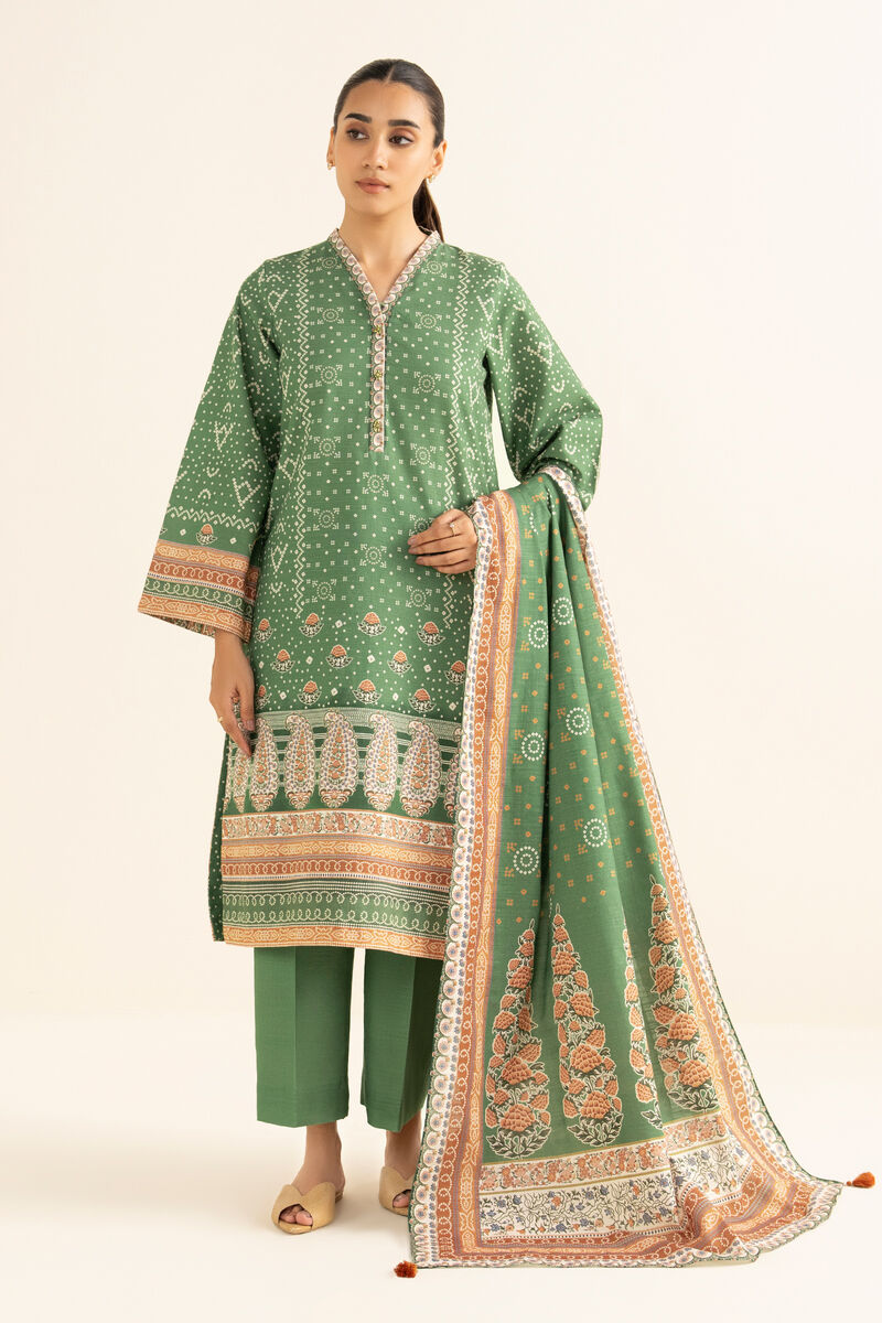 3 Piece - Printed Khaddar Suit
