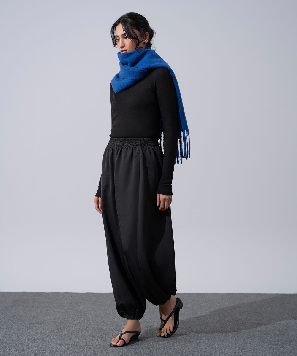 Women's Western Wear Black Polyester Harem Pants