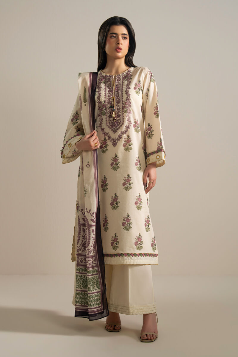 3 Piece - Embroidered Zari Lawn Suit