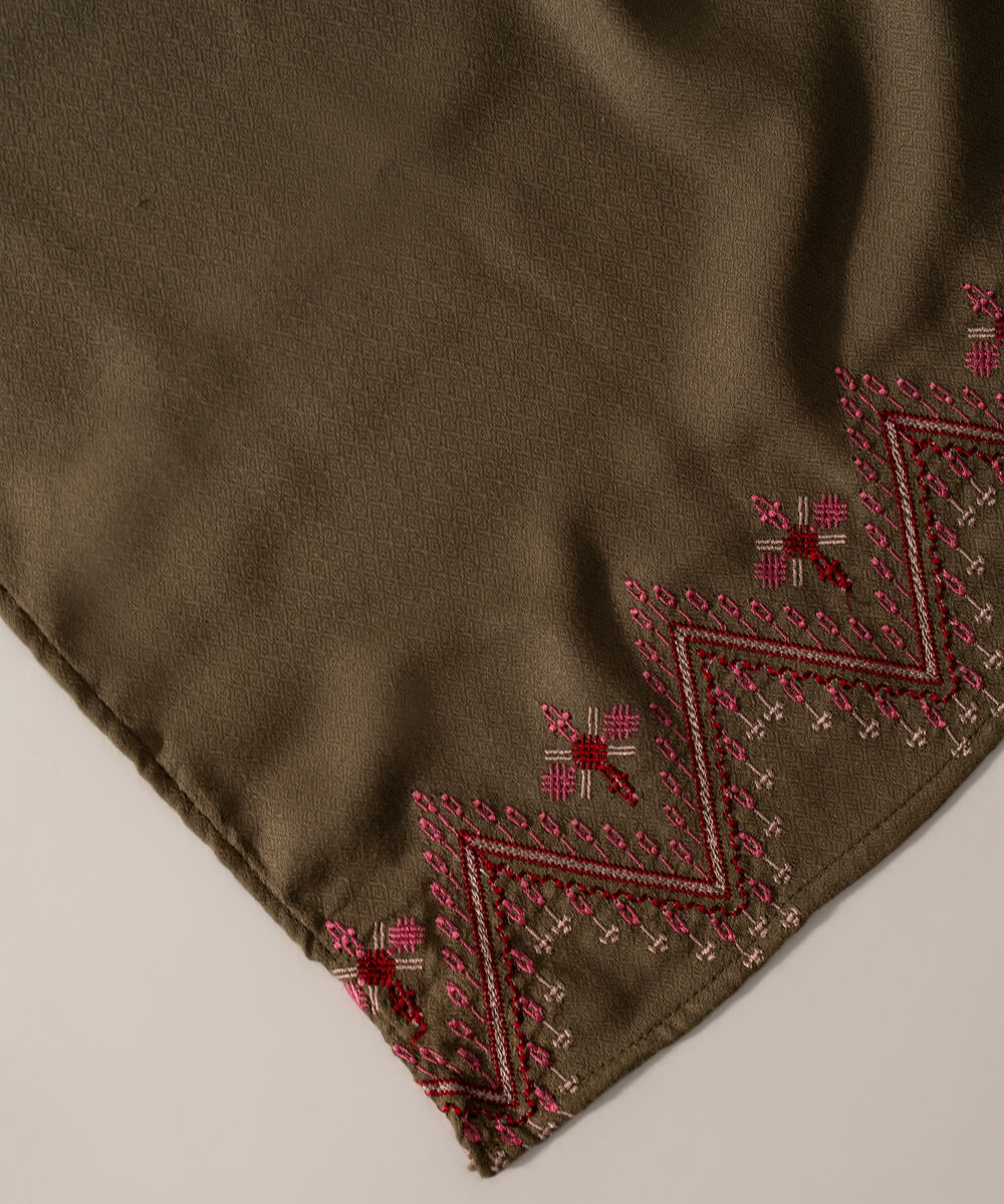 Women's RTW Poly Viscose Solid Green Shawl