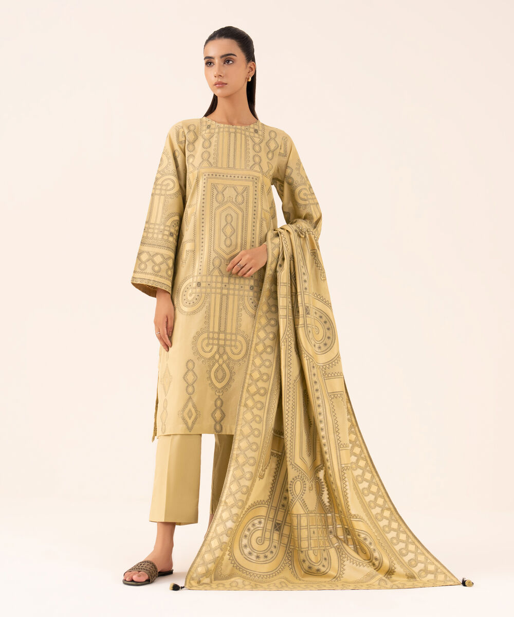 Extra Weft Jacquard Golden Solid Dupatta