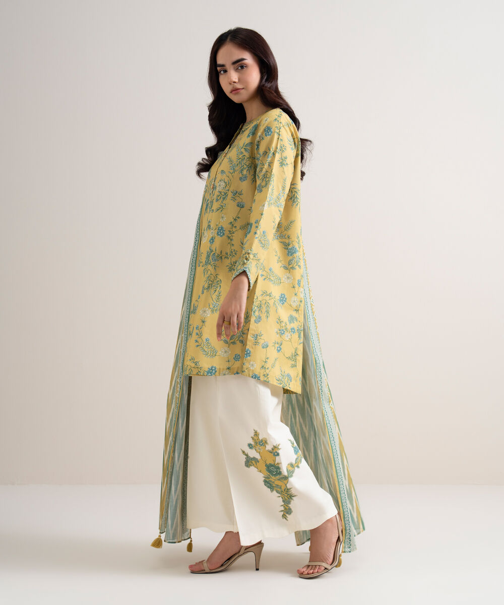 Women's Unstitched Lawn Printed Yellow 2 Piece Suit
