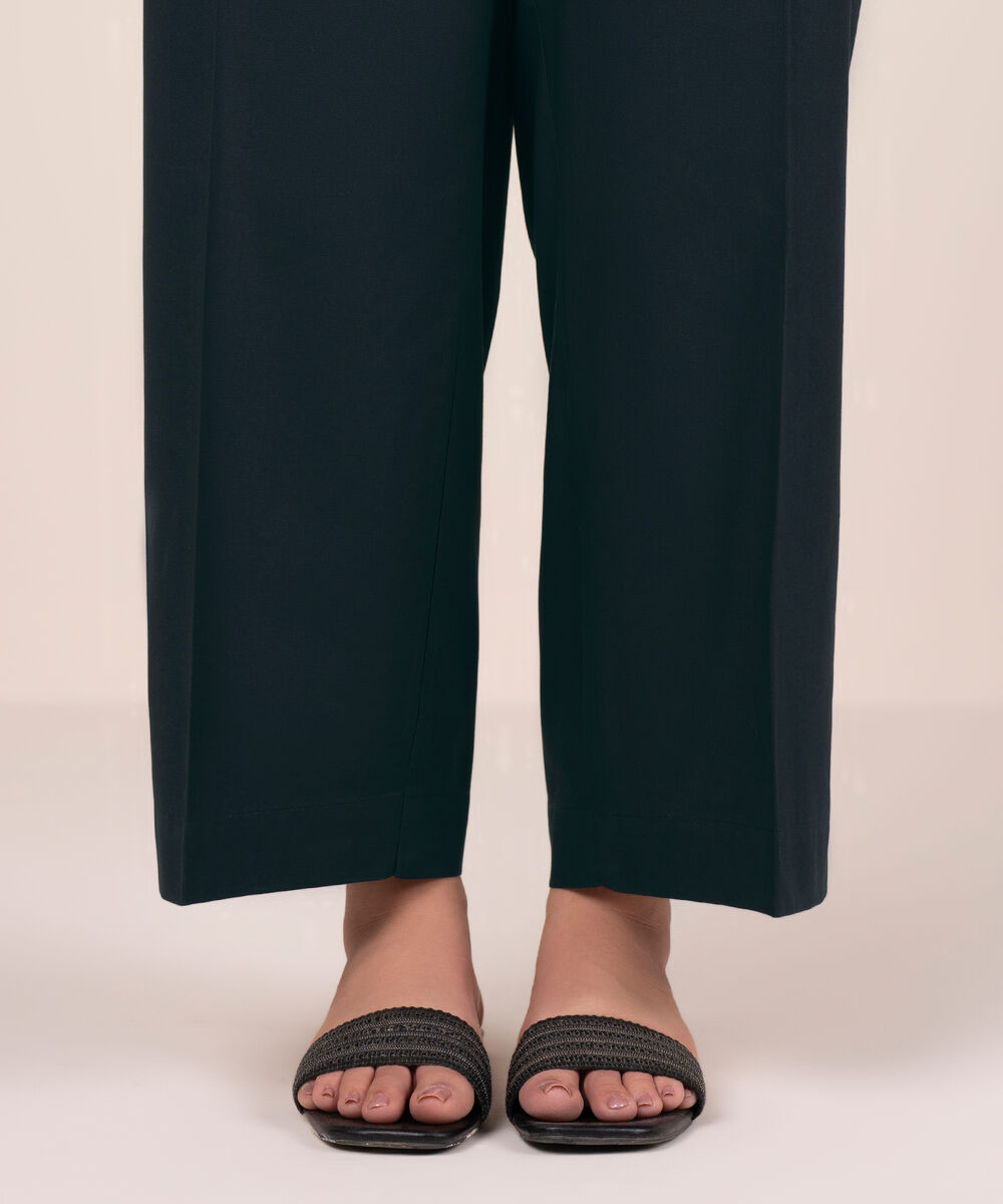 Women's RTW Cambric Solid Black Straight Pants