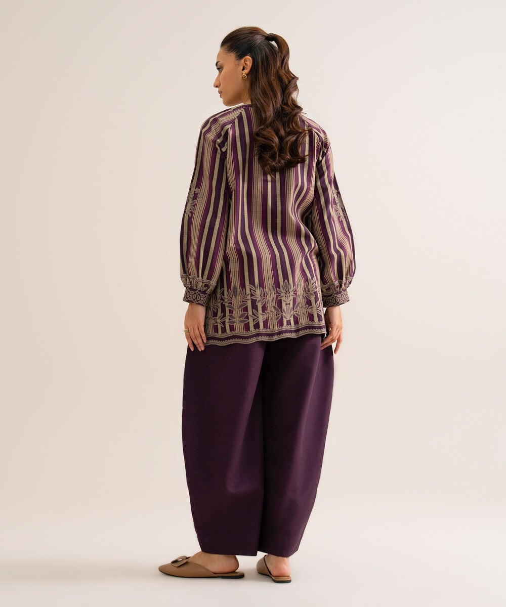 Women's Unstitched Premium Khaddar Printed Purple 2 Piece Suit