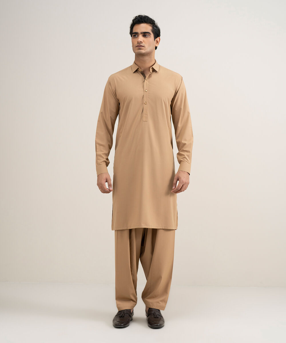 Men's Stitched Premium Wash & Wear Brown Suit