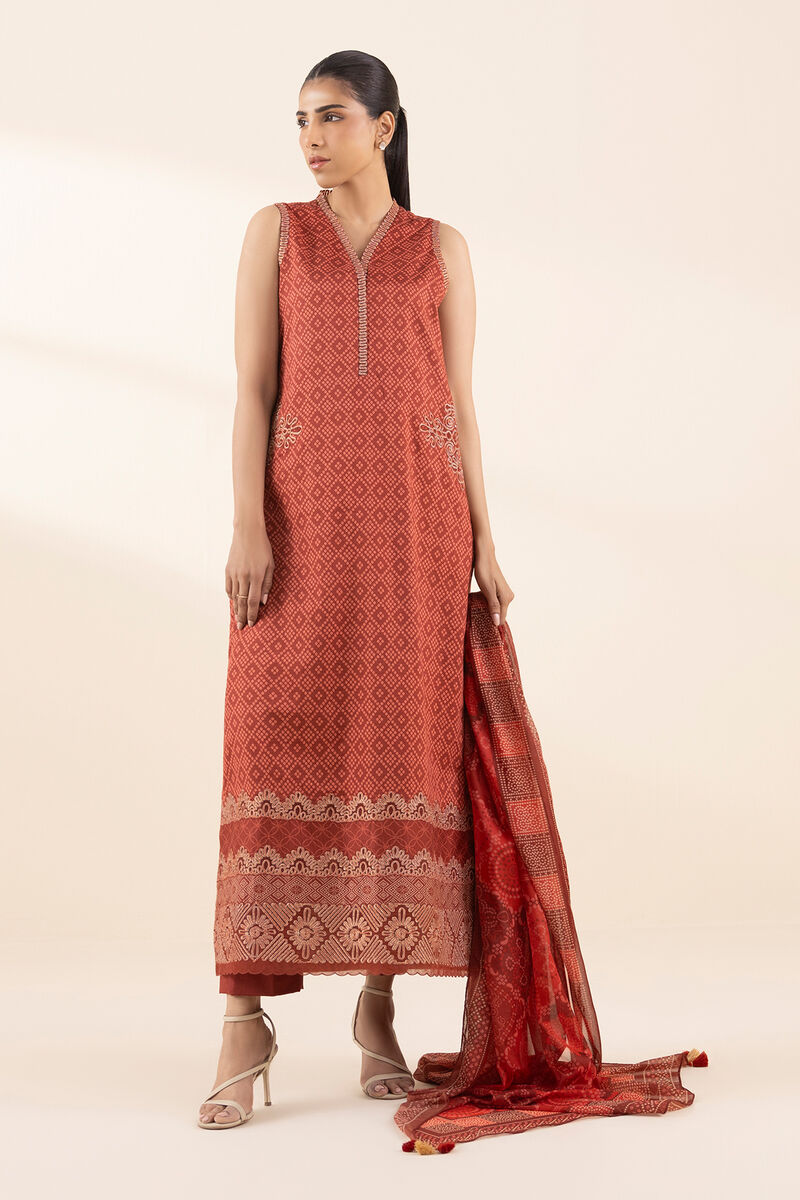 3 Piece - Embroidered Dobby Suit