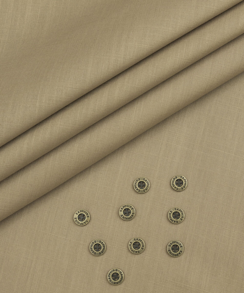 Men's Unstitched Two-Piece Khaki Premium Slub Cotton Suit