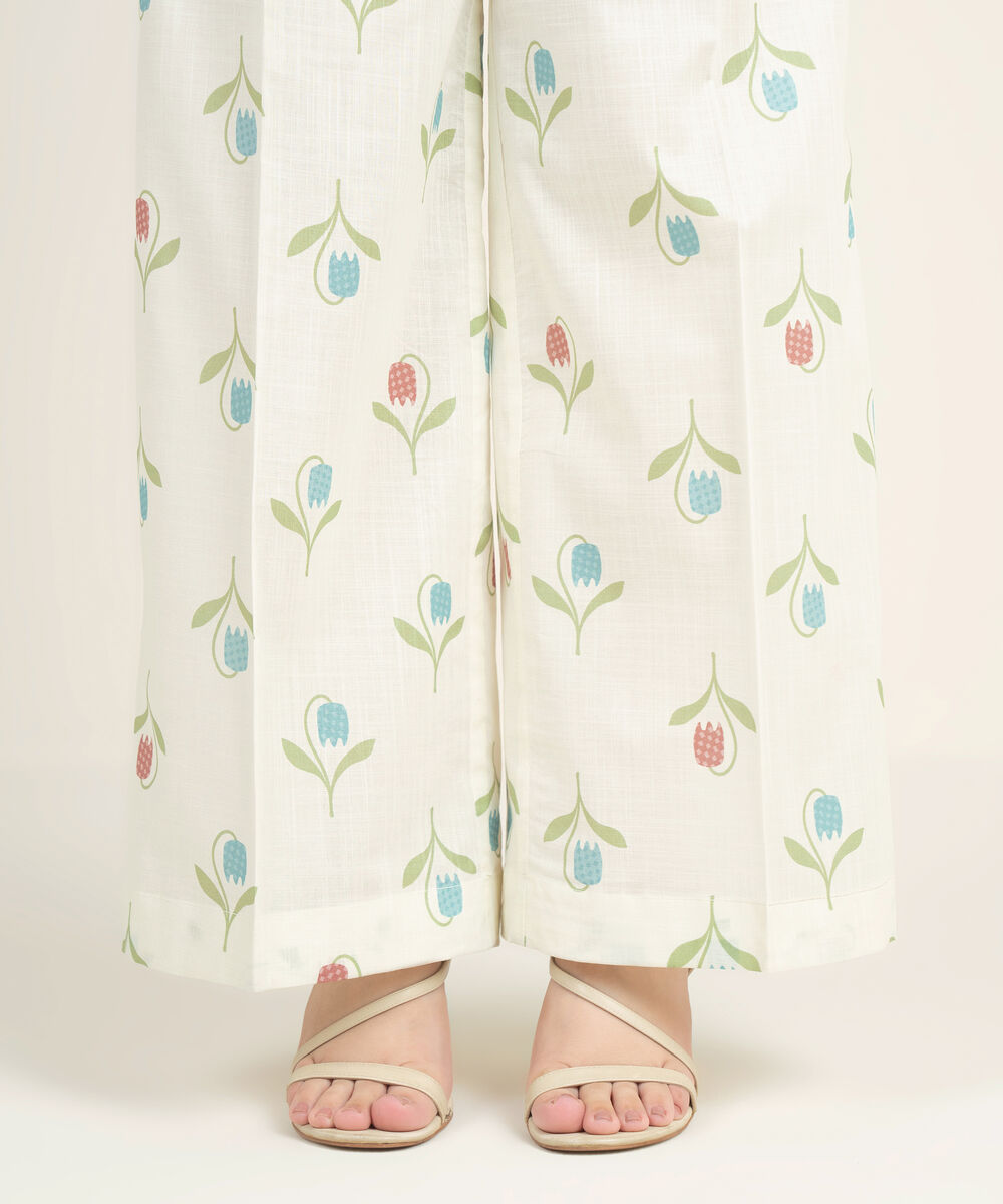 Women's RTW Crosshatch Printed Off White Culottes