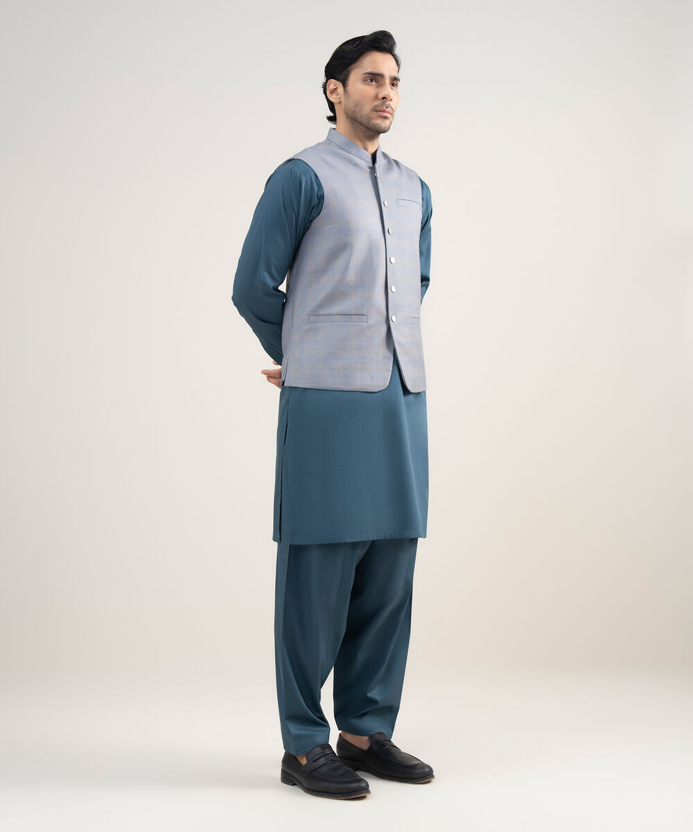 Men's Stitched Premium Suiting Light Grey Waistcoat