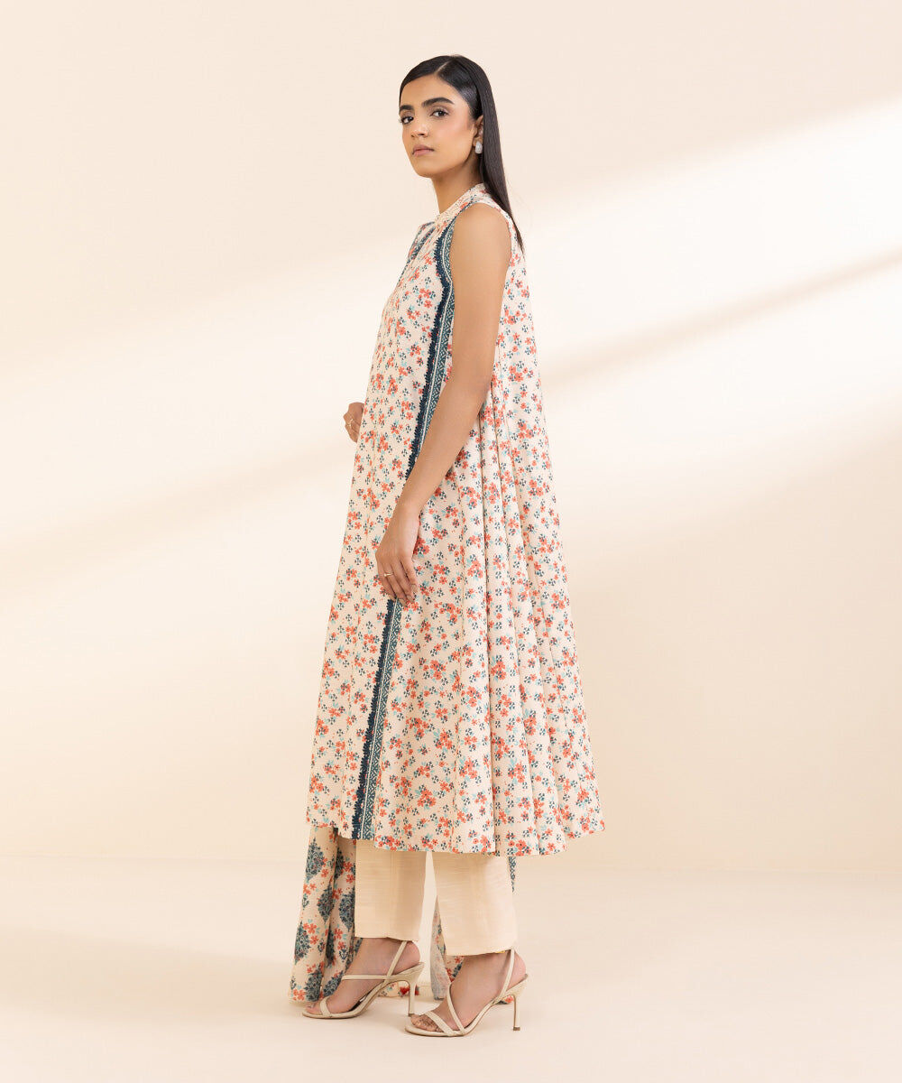 Women's Unstitched Light Khaddar Printed Multi 2 Piece Suit