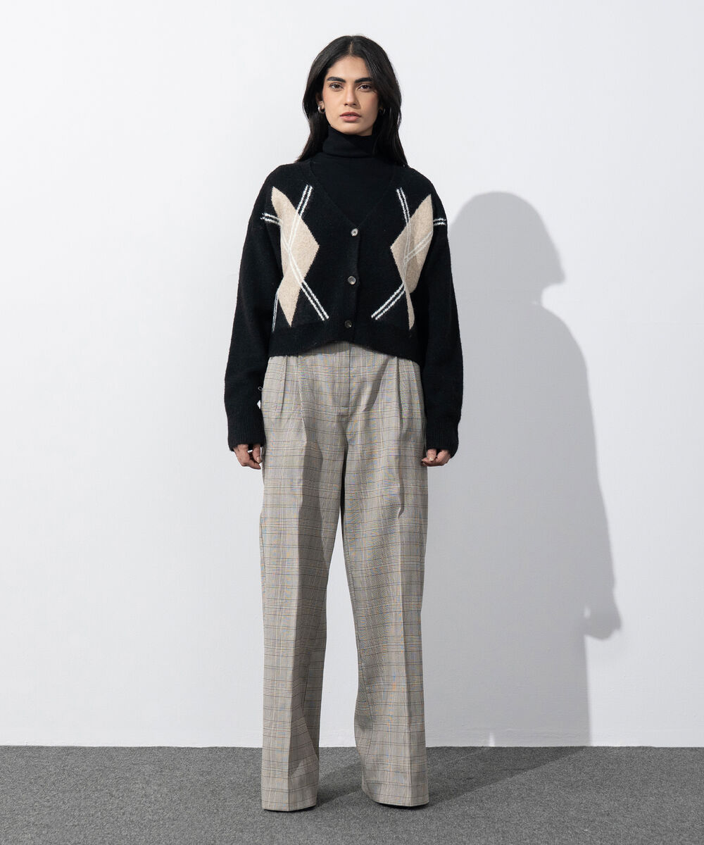 Women's Western Wear Black Knit Cardigan