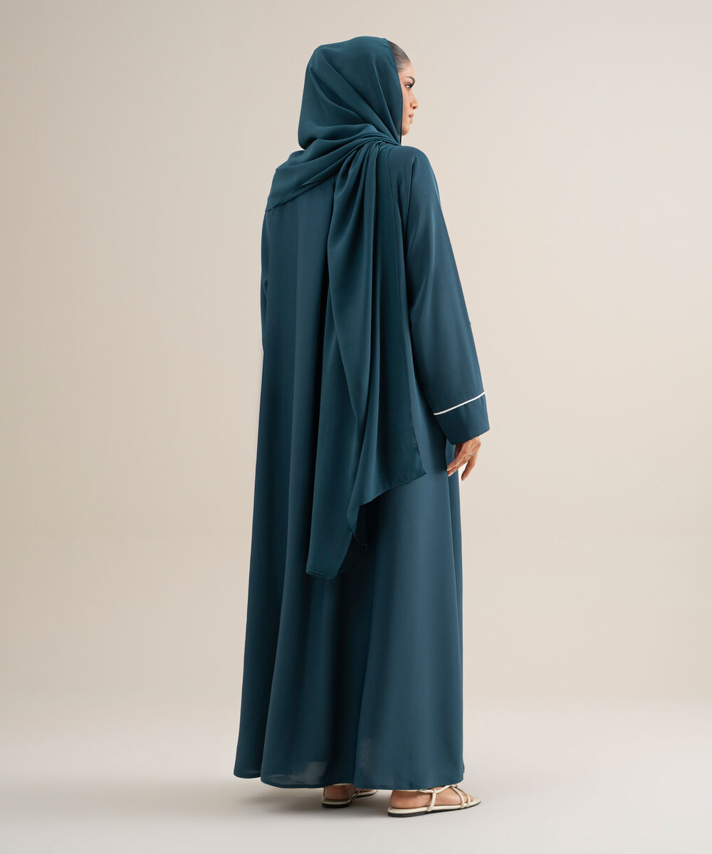 Women's Polyster Teal Raglan Abbaya Set