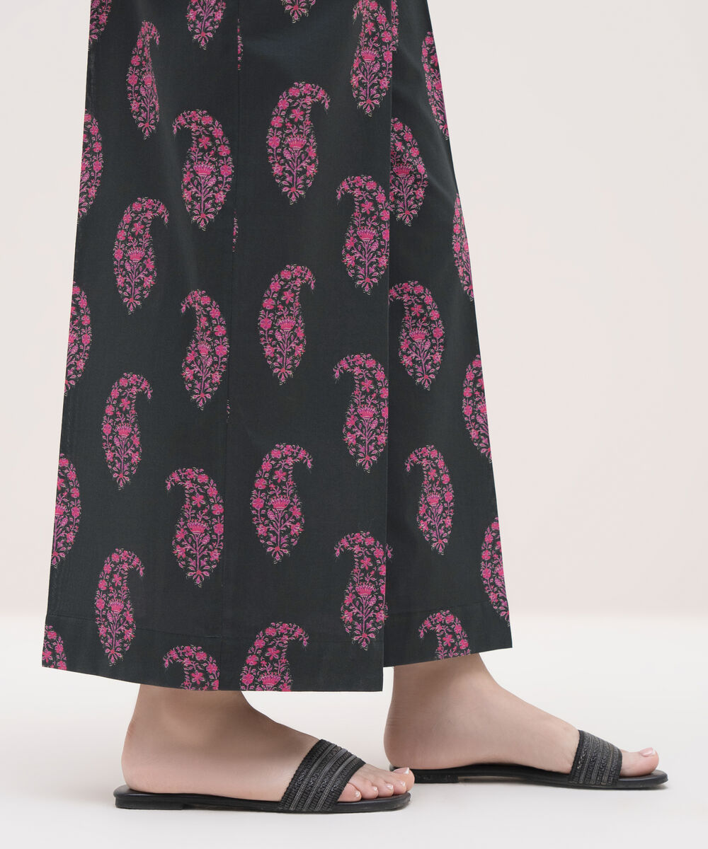 Women's RTW Cambric Black Printed Culottes