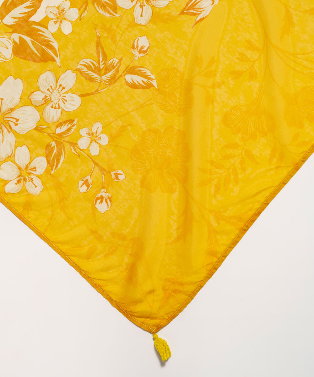 Amber Silk Printed Pale Yellow Dupatta