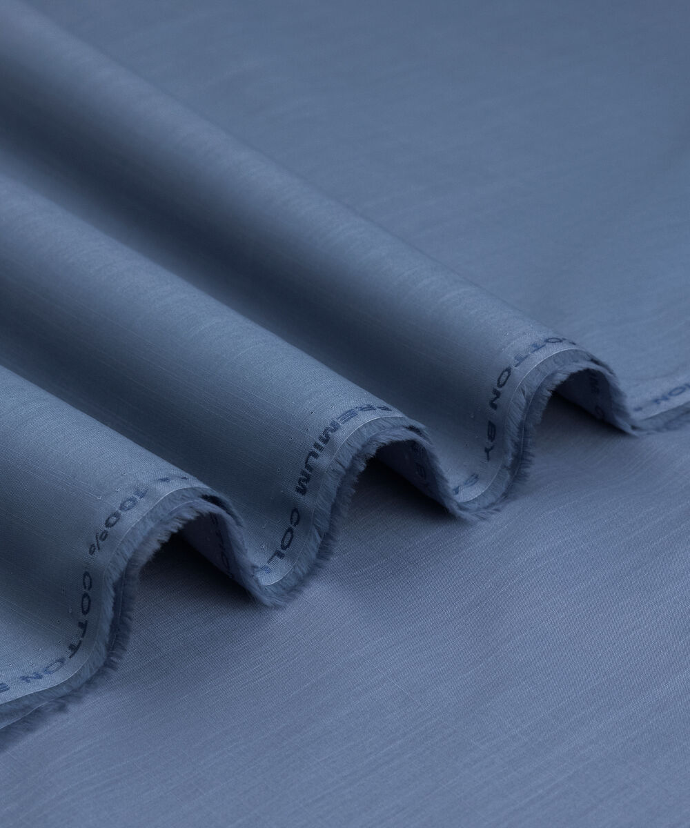 Men's Unstitched Two-Piece Blue Premium Slub Cotton Suit