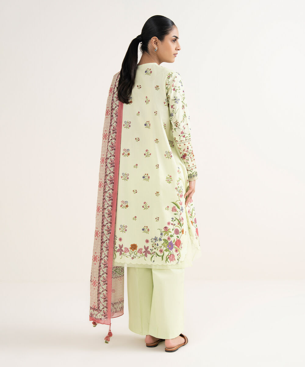 Women's Unstitched Lawn Embroidered Yellow 3 Piece Suit