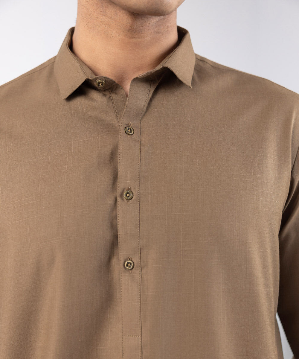 Men's Cotton Jacquard Grey Kurta