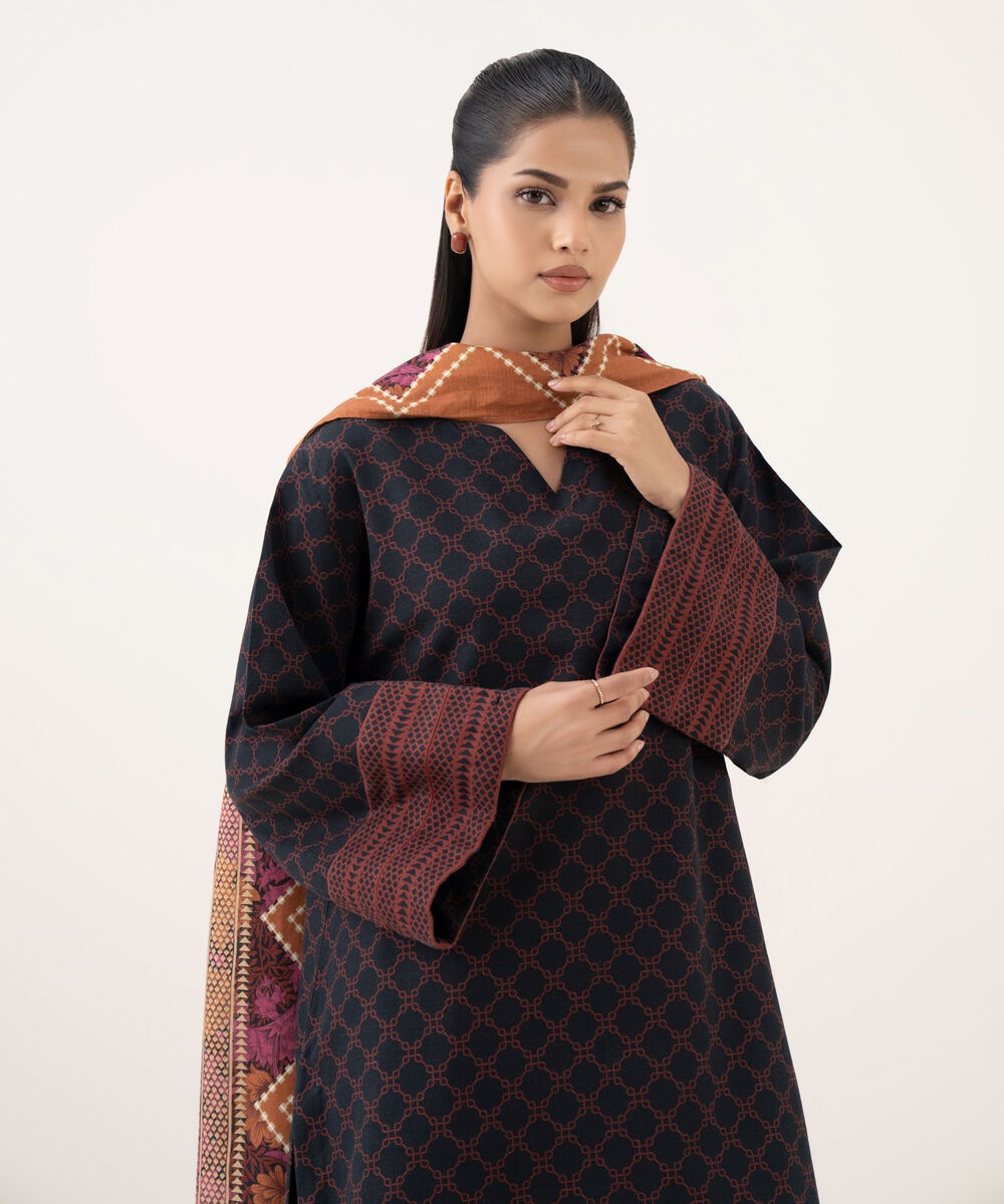 Women's Unstitched Light Khaddar Printed Multi Two Piece Suit