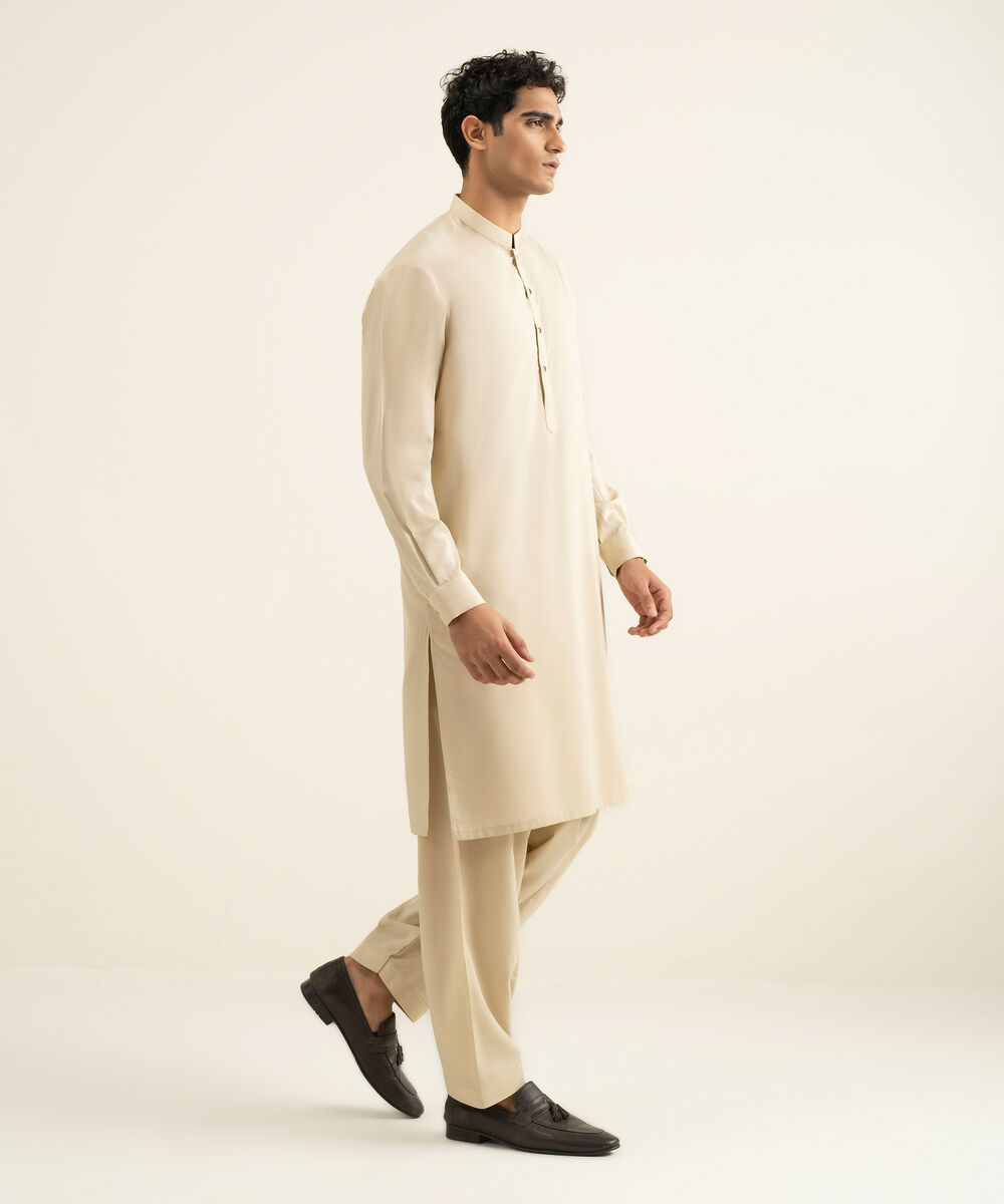 Men's Stitched Beige Kurta Shalwar
