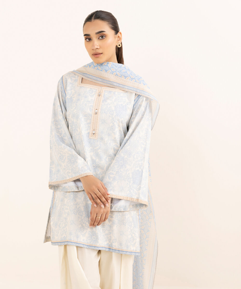 Women's Unstitched Lawn Printed Multi Three Piece Suit