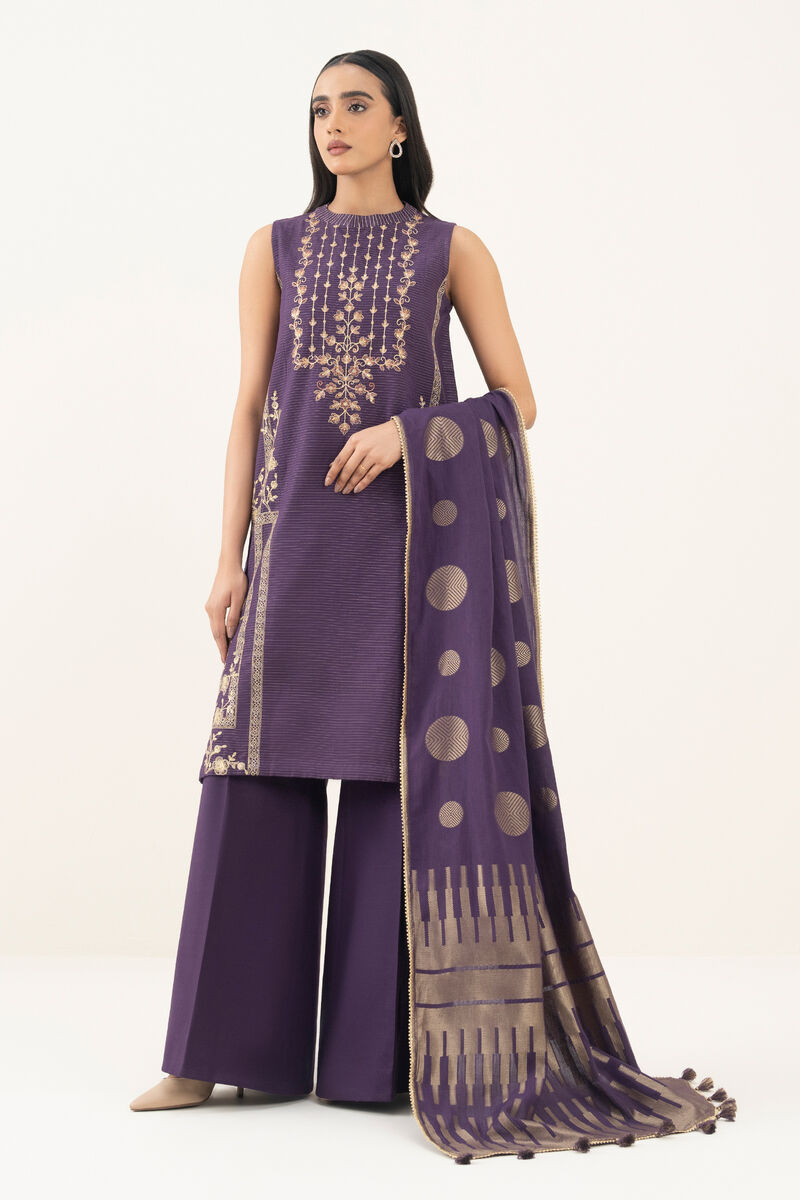 3 Piece - Embroidered Zari Khaddar Suit